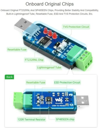 Obousměrný USB na RS485 převodník - FT232RNL - 17286