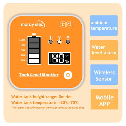 ME201R Ultrazvukový senzor hladiny s LED a teplotním indikátorem