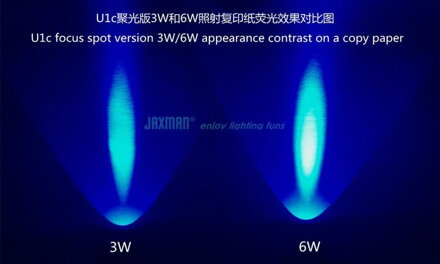 JAXMAN U1c 365nm UV LED světlo s filtrem ZWB2