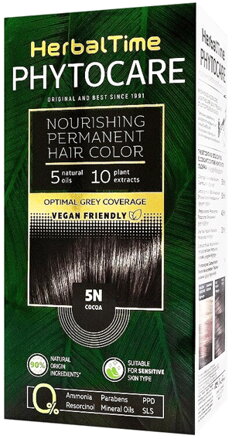Herbal Time Phytocare barva na vlasy 90% natural Vegan 5N kakao