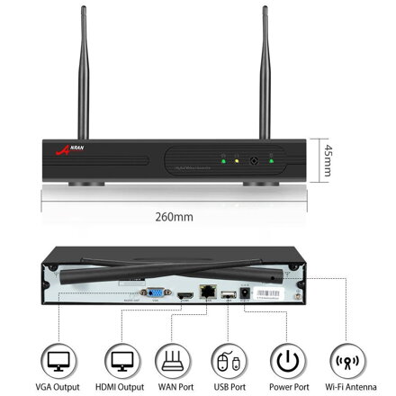 AR-W360-WIFI 8CH IP 3MP kamerový WiFi bezdrátový set