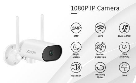 T01-H20W otočná 2MP HD WiFi IP P2P bullet venkovní kamera Micro SD