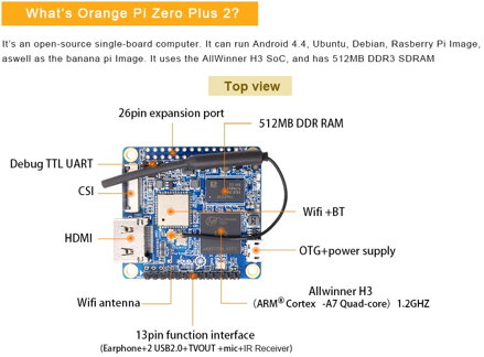 Orange Pi Zero Plus 2 H5 Quad-core 512MB RAM 8GB eMMC flash