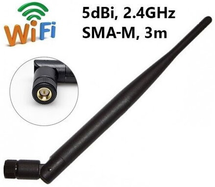 2,4GHz, 5dBi, SMA M, omni všesměrová WiFi anténa