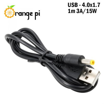 DC napájecí kabel z USB A portu na jack 4.0x1.7mm 3A/15W