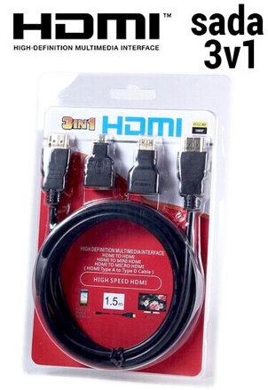 Sada 3v1 HDMI 19pin kabel + Micro a Mini