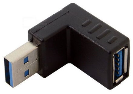 Rohový USB 3.0 adaptér, roh, 90°, MALE - FEMALE