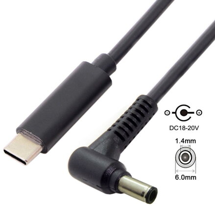 UC-216-6014mm USB Type-C na 6x1.4mm napájecí kabel