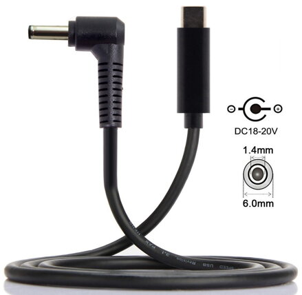 UC-216-6014mm USB Type-C na 6x1.4mm napájecí kabel