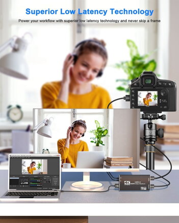 LH-4KO 4K@60fps výstup převodník z HDMI na USB, HDMI capture, zvukový vstup a výstup, HDMI loop