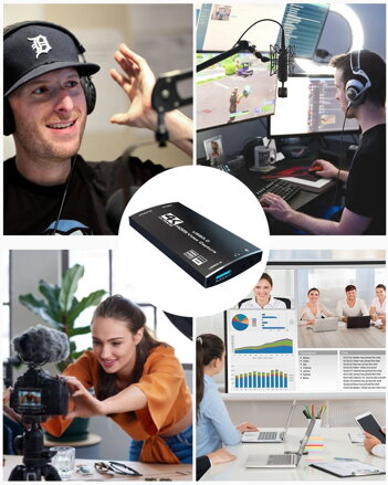 LH-4KO 4K@60fps výstup převodník z HDMI na USB, HDMI capture, zvukový vstup a výstup, HDMI loop