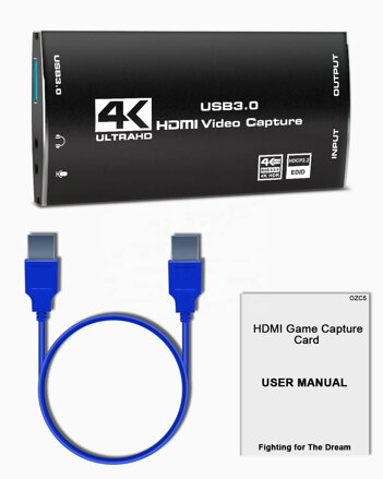 LH-4KO 4K@60fps výstup převodník z HDMI na USB, HDMI capture, zvukový vstup a výstup, HDMI loop
