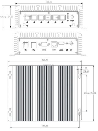 SPC-G4062, i5-10310U, 6 LAN, barebone, fanless, průmyslový počítač