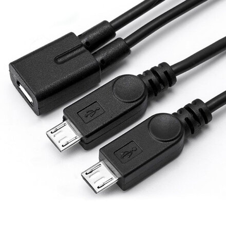 Micro USB 2.0 rozbočovač kabel 1F - 2M, 20cm