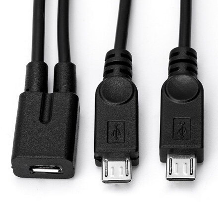 Micro USB 2.0 rozbočovač kabel 1F - 2M, 20cm