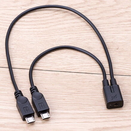 Micro USB 2.0 rozbočovač kabel 1F - 2M, 20cm