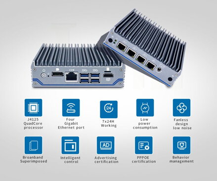 Nano N1041 J4125 průmyslové mini PC, barebone, fanless