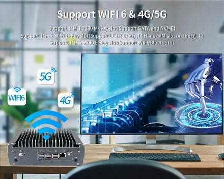 N3061 i5-10210U, 6 LAN, barebone, fanless, průmyslový počítač