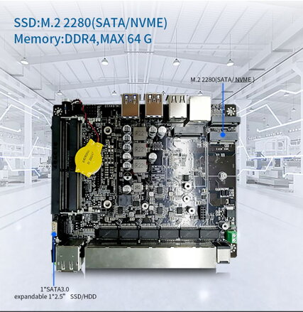 N3061 i5-10210U, 6 LAN, barebone, fanless, průmyslový počítač