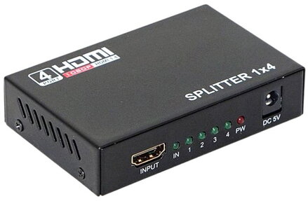 HDMI splitter 1-4 portů, kovový, bez napájecím adaptérem