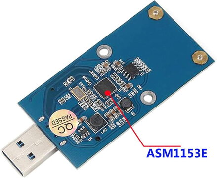 mSATA na USB 3.0 adaptér SSD disku ASM1153E