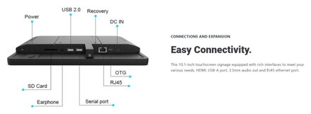 10.1" řada WF 3, průmyslový Android tablet, dotyk, PoE a VESA