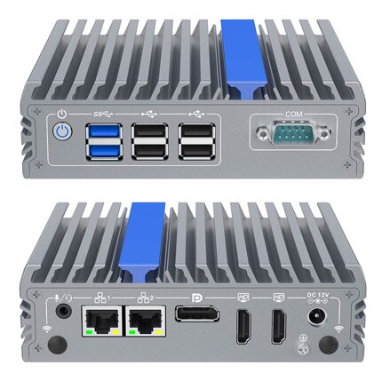 IEXP-302, J3710 průmyslové mini PC, bezventilátorové, 12V, Barebone