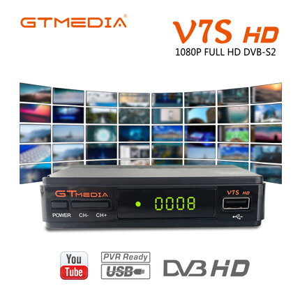 GTMEDIA V7s DVB-S2 satelitní přijímač 1080p