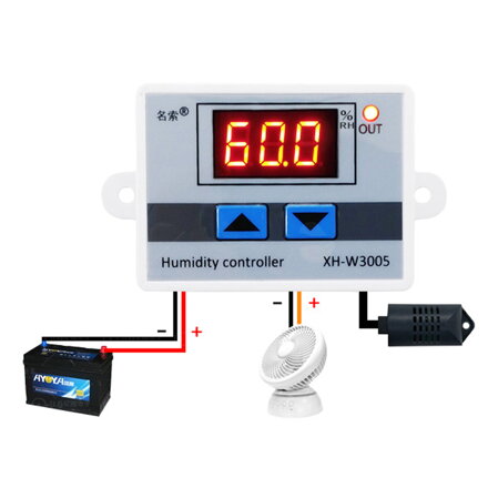 XH-W3005 digitální regulátor vlhkosti hygrostat