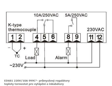 ED681 220V/10A 999C°- průmyslový regulátory teploty termostat pro vytápění a inkubátory