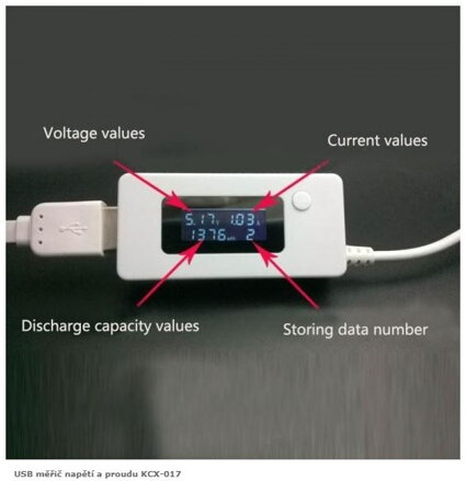 USB měřič napětí a proudu KCX-017
