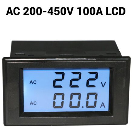 D85-2042A AC 200-450V/100A 2v1 LCD digitální ampérmetr/voltmetr panelový