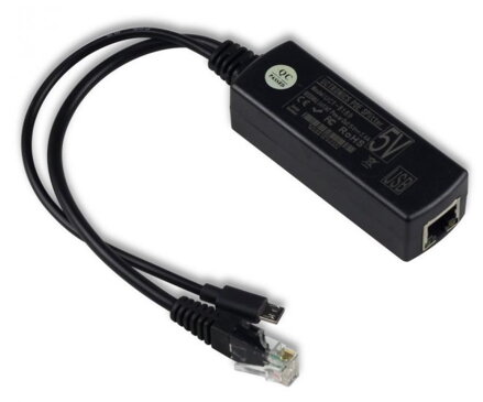 Micro USB PoE Splitter 48V na 5V 2.4A pro Raspberry Pi nebo tablety