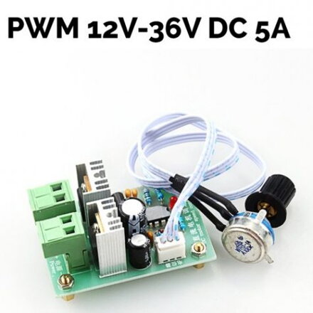 Regulátor otáček pro stejnosměrné DC motory - PWM 12V-36V 5A