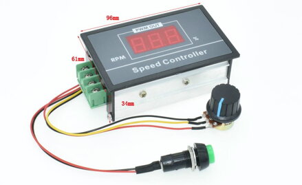 QA-26S regulátor otáček pro stejnosměrné DC motory 6-60V DC PWM LCD
