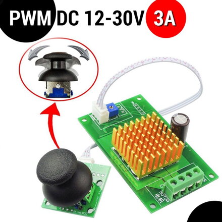 REGULÁTOR OTÁČEK PRO STEJNOSMĚRNÉ MOTORY - PWM DC 12V-30V 3A