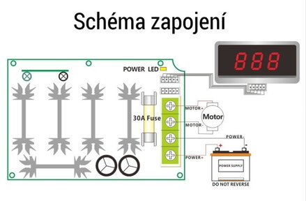 Regulátor otáček pro stejnosměrné DC motory-PWM DC 12V-80V 30A LCD