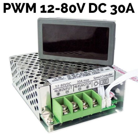 Regulátor otáček pro stejnosměrné DC motory - PWM DC 12V-80V 30A
