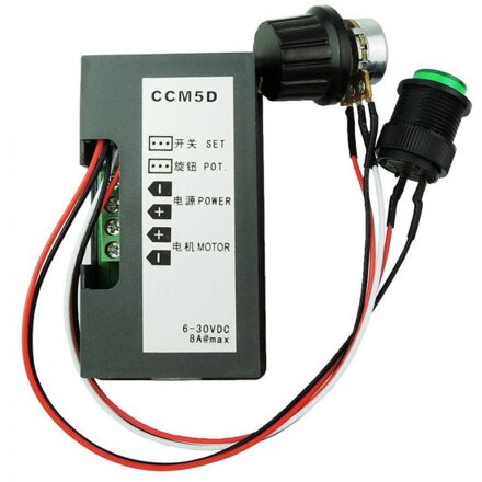 Regulátor otáček pro stejnosměrné DC motory - PWM DC 6-30V, 8A IR
