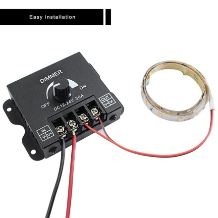 Stmívač dimmer, DC 12-24V, 30A LED