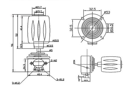 OM405BS-M4 potenciometr - joystick tříosý 10K ohm s přepínačem