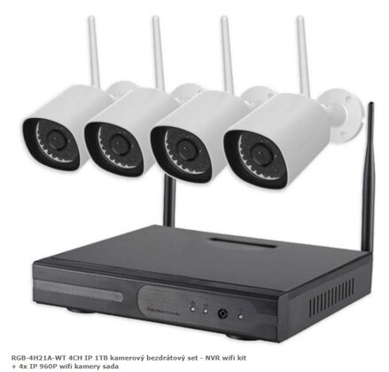 RGB-4H21A-WT 4CH IP 1TB kamerový bezdrátový set - NVR wifi kit + 4x IP 960P wifi kamery sada