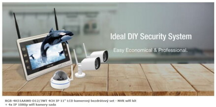 RGB-4H31AAW0-D12/JWT 4CH IP 11" LCD kamerový bezdrátový set - NVR wifi kit + 4x IP 1080p wifi kamery sada