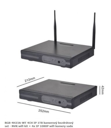 RGB-4H23A-WT 4CH IP 1TB kamerový bezdrátový set - NVR wifi kit + 4x IP 1080P wifi kamery sada