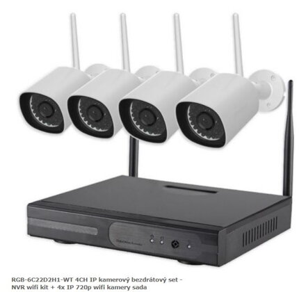 RGB-6C22D2H1-WT 4CH IP kamerový bezdrátový set - NVR wifi kit + 4x IP 720p wifi kamery sada