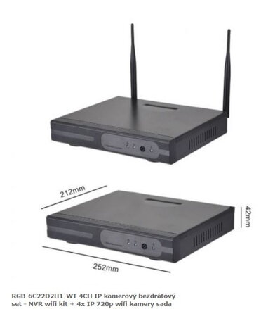 RGB-6C22D2H1-WT 4CH IP kamerový bezdrátový set - NVR wifi kit + 4x IP 720p wifi kamery sada