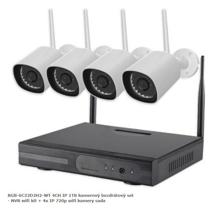 RGB-6C22D2H2-WT 4CH IP 1TB kamerový bezdrátový set - NVR wifi kit + 4x IP 720p wifi kamery sada