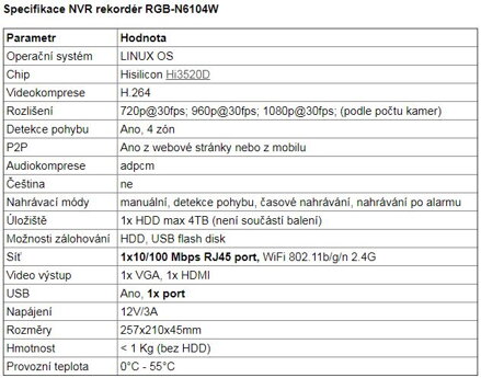 RGB-6C22D2H2-WT 4CH IP 1TB kamerový bezdrátový set - NVR wifi kit + 4x IP 720p wifi kamery sada