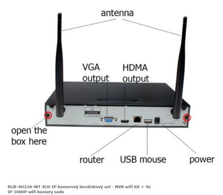 RGB-4H23A-WT 4CH IP kamerový bezdrátový set - NVR wifi kit + 4x IP 1080P wifi kamery sada