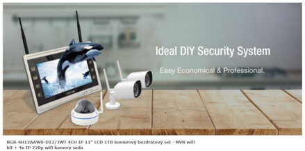 RGB-4H12AAW0-D12/JWT 4CH IP 11" LCD 1TB kamerový bezdrátový set - NVR wifi kit + 4x IP 720p wifi kamery sada